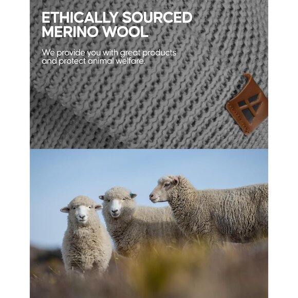 Men's Light Grey Merino Wool Fitted Stretch Beanie Stretchy Fisherman Beanie Cap - Picture 5 of 6